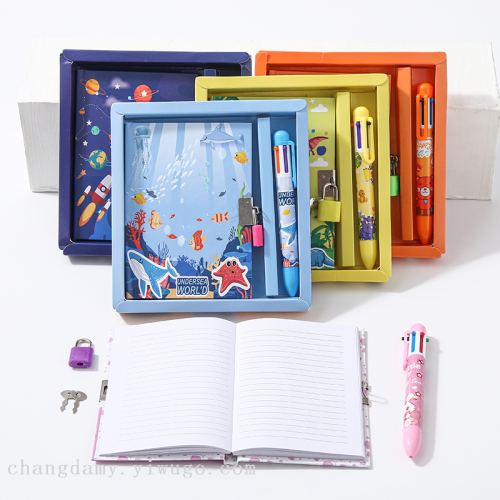 wholesale children‘s password lock notebook set opening season gift hand book primary school student notepad factory direct supply