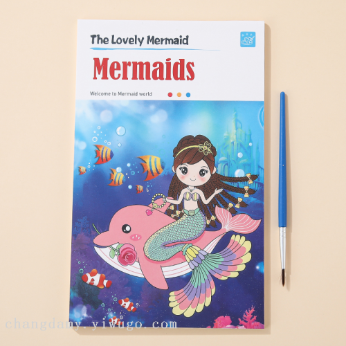 watercolor painting book comes with paint primary school students foreign trade wet water painting anime coloring book water picture book sketch book cross-border