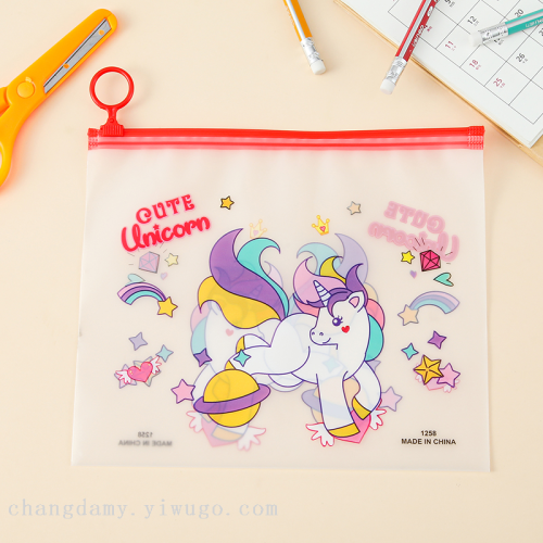 a5 cute cartoon file bag student desktop stationery storage zipper bag transparent waterproof test paper file bag batch