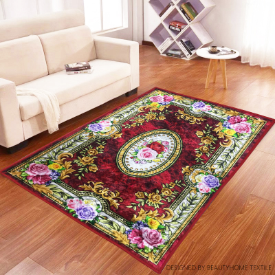 HD golden velvet Persian living room carpet European bedroom door mat Muslim non-slip carpet foot rug