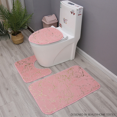 Toilet mat Toilet Seat Cover Toilet Cushion Autumn Winter Rabbit Fur Gilding Three-Piece Set Floor Mat Carpet rug