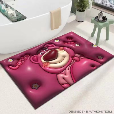 BEAUTYHOME TEXTILE 3D Diatom Ooze Carpet Cute Dog Three-Dimensional Bathroom Mats Shower Diatom Mud Foot Rug Bathroom Absorbent Non-Slip Door Mat BH23032116