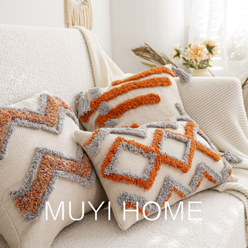 摩洛哥簇绒刺绣抱枕靠垫午睡沙发方形客厅抱枕套不带芯腰枕靠枕