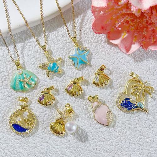 summer popular ocean style diy necklace accessories starfish shell conch pendant clavicle chain beach ornament wholesale