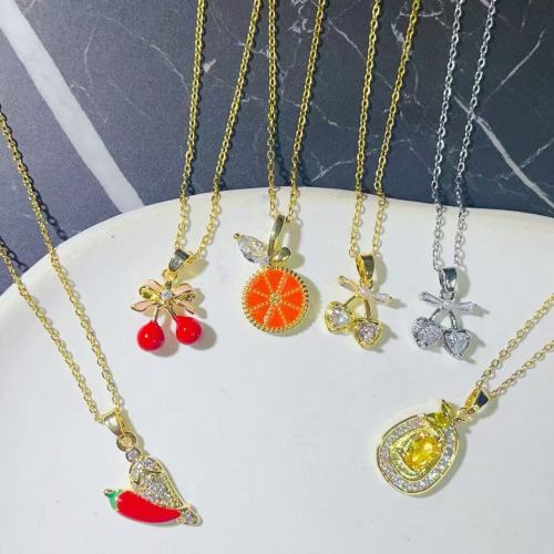 new creative fruit series pendant necklace cute simple dripping cherry pepper clavicle chain jewelry wholesale