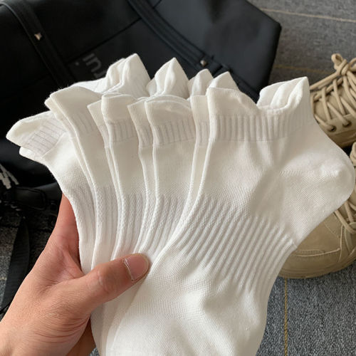 提耳袜男士纯色短袜子低帮防臭吸汗春夏季黑色运动男袜ins潮船袜