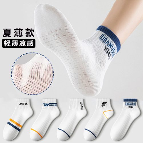 袜子男款防臭夏季薄款纯棉透气短袜青少年初中生运动袜批发