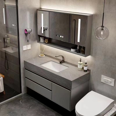 Modern Simple Smart Bathroom Cabinet Wash Basin Integrated Combination Wall-Mounted Smart Mirror Cabinet Bathroom Wash Inter-Platform Basin