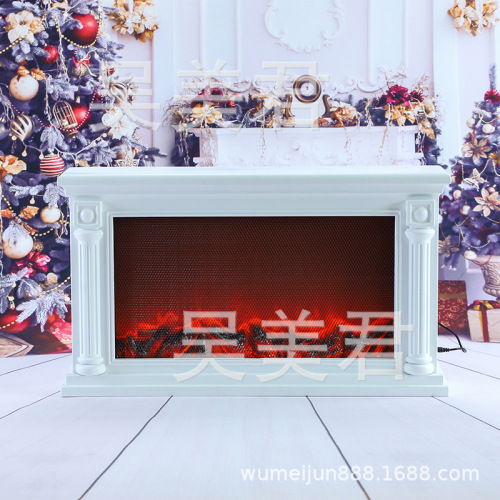 仿真壁炉火焰灯假柴火焰复古欧式客厅摆件火焰灯白色火炉氛围灯