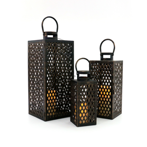 北欧简约户外铁艺风灯美式镂空防风烛台婚庆酒店民宿软装摆件中式