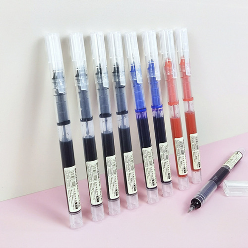 黑红直液走珠笔大容量水性液体速干针管中性笔学生办公签字笔批发