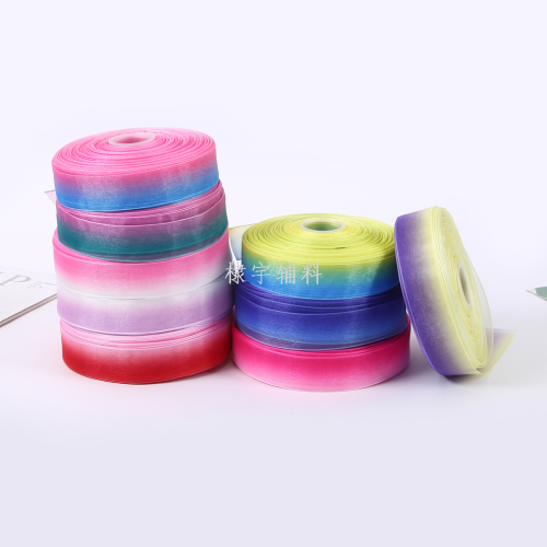 2. 5cm Thick Edge Yarn Printing Thermal Transfer Ribbon Yarn Strip Ribbon Rainbow Gradient Socks Lace DIY Lace Accessories