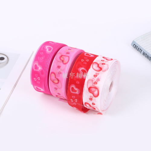 2. 5cm Thick Edge Yarn Printing Thermal Transfer Ribbon Yarn Strip Ribbon Peach Heart Socks Lace DIY Lace Accessories