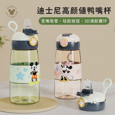 Disney Good-looking Children Sippy Cup Student Straw Cup 3D Drop-Resistant Plastic Water Cup Kettle Drinking Water 650ml