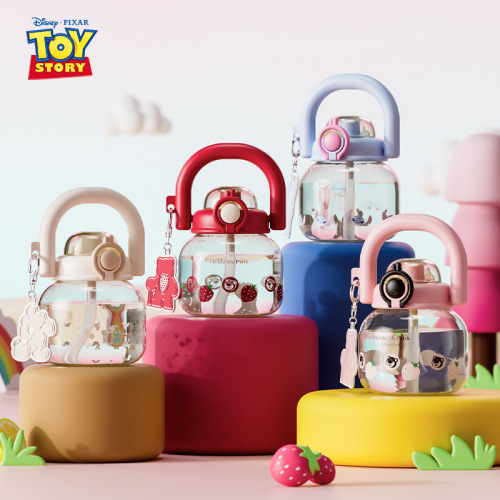 史迪仔儿童水杯女生高颜值可爱大肚杯大容量便携tritan吸管吨吨杯