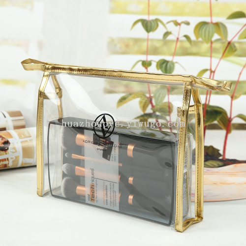 厂家直销金色包边三角化妆品饰品日用品PVC透明包装袋