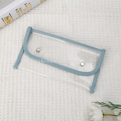 Factory Direct Sales High-Grade Transparent PVC Snap Button Stationery Case