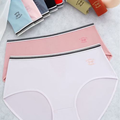 胶源蛋白印花中腰 大码女士内裤三角内裤少女 亲肤透气宽松