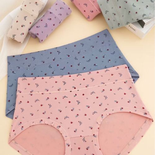 胶源蛋白印花中腰女士内裤三角内裤亲肤透气宽松