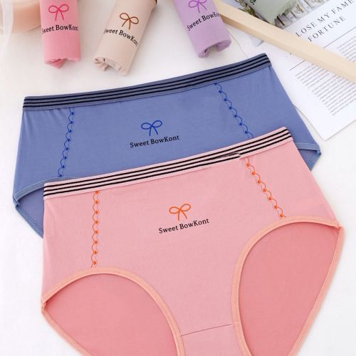胶原蛋白印花 女士中腰内裤三角内裤 柔软亲肤透气宽松