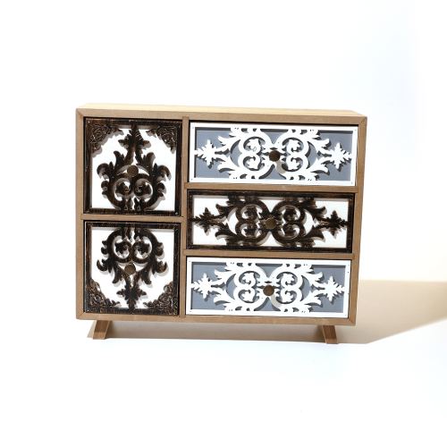 桌面首饰收纳柜木质杂物储物盒家用抽屉式化妆品收纳盒子跨境批发