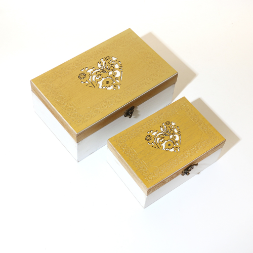 现货批发木质收纳盒创意翻盖爱心木盒木制桌面杂物整理盒包装盒