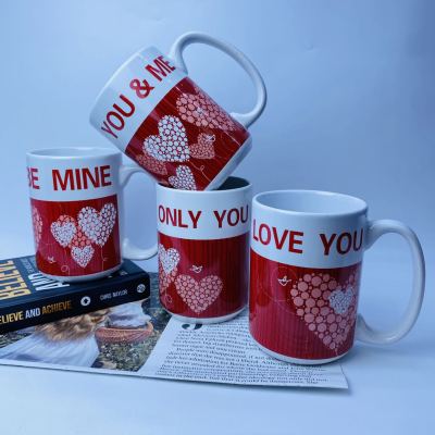Valentine's Day Ceramic Cup Love Series Mug Cross-Border Hot Single Color Box Packaging