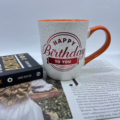 New Birthday Blessing Ceramic Cup Foreign Trade English Blessing Mug Can Be Customized