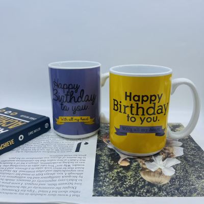 Bd934 Birthday Blessing Ceramic Cup New Popular Mug Single Color Box Packaging