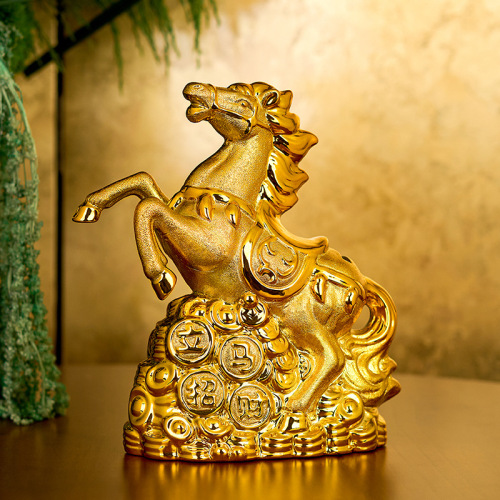 乐喵立马聚财摆件吉祥物招财马存钱罐工艺品陶瓷马年礼品书房酒柜