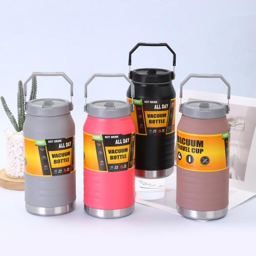 跨境新款不锈钢大容量保冷大冰桶真空保温杯便携手提运动车载水杯