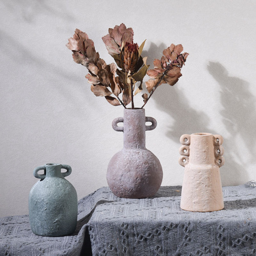 陶瓷花瓶复古侘寂风干花鲜花插花花器样板房ins家居饰品摆件装饰