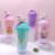 Factory Wholesale Water Cup Bear Unicorn Ice Cup Refrigeration Ins Girl Double Plastic Straw Cup Tumbler
