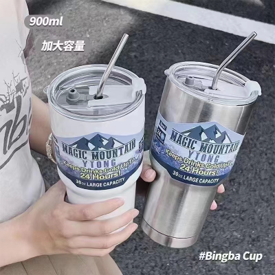 Cross-Border Portable Straw Cup Cup Cold Preservation Cup 304 Stainless Steel Vacuum Cup Large Capacity Beer Large Ice Cup