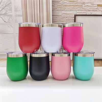 Factory Wholesale Cross-Border 12Oz Egg Cup Double-Layer Vacuum Egg Shell Cup Stainless Steel Red Wine Glass Egg Cup Can Be Customized