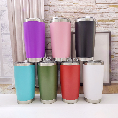 Factory Wholesale Cross-Border 20Oz Cup Double-Layer Vacuum Vehicle-Borne Cup Stainless Steel Large Ice Cup Water Cup Can Be Customized