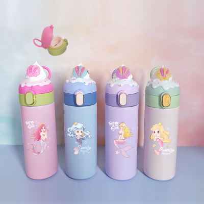 Factory Direct Sales Sanrio Cream Cartoon Shell Mermaid 304 Stainless Steel Thermos Cup with Handle Stockstock