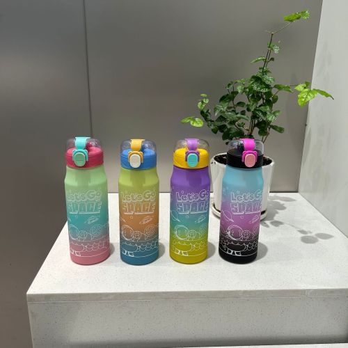 新款直饮可手提太空人宇航员弹跳盖创意磨砂渐变水杯