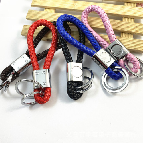 编织皮绳钥匙扣情侣钥匙圈汽车钥匙链礼品批发皮绳钥匙扣挂件
