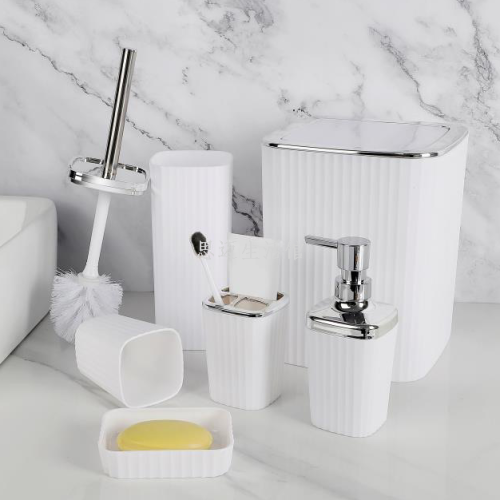 plastic pp bathroom set electroplating kit six-piece hotel toiletries gift set