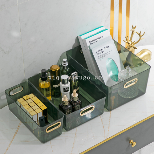 light luxury transparent storage box desktop cosmetics storage box sundries snacks skin care products storage basket rs-4977