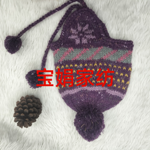 成人提花针织帽保暖护耳毛线帽户外帽子