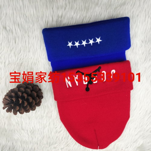 双层晴纶线绣LOGo欧版针织帽毛线帽户外保暖春秋冬时尚针织帽