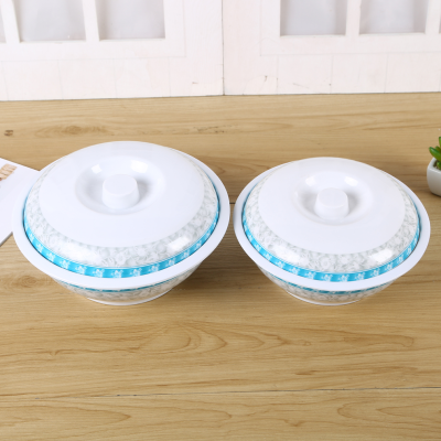 Fresh Printed Pattern Decoration Home Kitchen Melamine Material with Lid Design Soup Bowl Durable and Easy to Clean