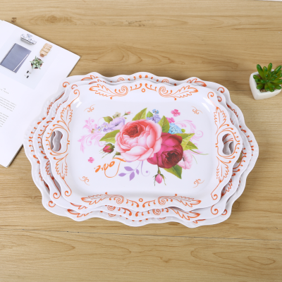Factory Spot Direct Sales Colorful Printing Household Rectangular Tray Water Glass Plate Tea Tray Nordic Style Tea Cup Tray