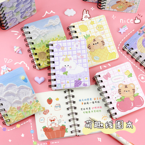 cartoon a7 coil notebook good-looking cute animal oil painting mini notebook student pocket notepad wholesale