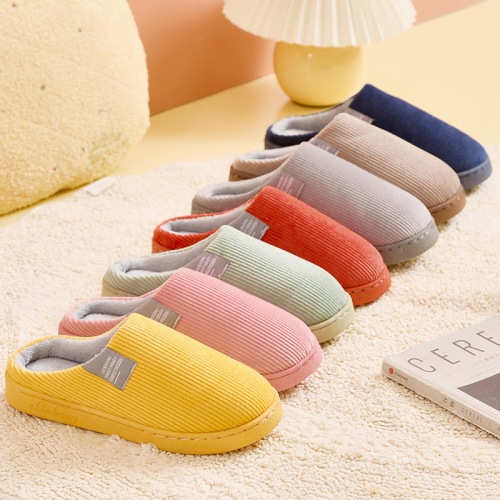 cotton slippers home spring， autumn and winter home women‘s non-slip thick bottom couple men‘s indoor confinement velvet winter