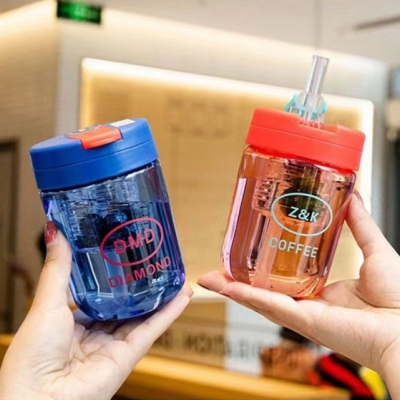 Ins Simple Good-looking Cup with Straw Trendy Mini Student Portable T Water Cup Trendy Coffee Tumbler