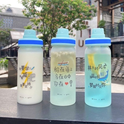 Creative Glass Straw Cup Student Korean Cute Ins Internet Celebrity Minalist Portable Frosted Glass Cup