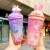 [Cup with Straw] Summer Crushed Ice Cup Girl Ice Crushing Straw Cup Double Wall Cute Cup with Straw Creative Glass
